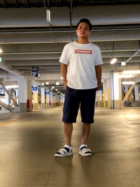「VISION（ヴィジョン）のアイテム（トップス）」を使った、YsKさん（メンズ・165cm）の夏コーディネート