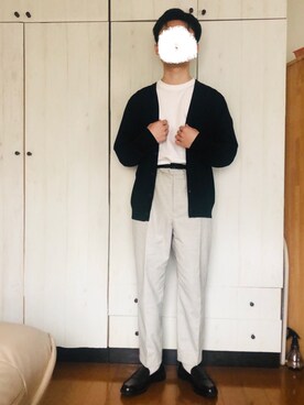 Men エクストラファインメリノvネックカーディガン 長袖 を使ったメンズ人気ファッションコーディネート Wear
