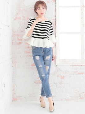 「Ninarobe（ニーナローブ）のアイテム」を使った、Retica(レティカ)さん（レディース・160cm）の夏コーディネート