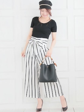 「アイテム（キャスケット）」を使った、Retica(レティカ)さん（レディース・162cm）の夏コーディネート