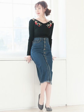 「刺繍ニット」｜Retica(レティカ)さん（レディース・160cm）の秋コーディネート