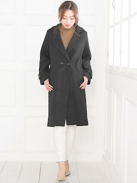 「ハイネックトップス」｜「アイテム（チェスターコート）」を使った、Retica(レティカ)さん（レディース・160cm）の冬コーディネート