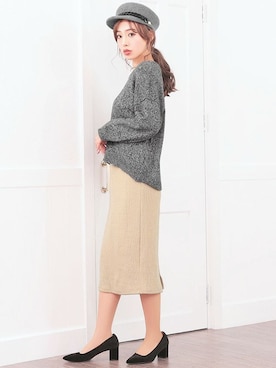 「アイテム（キャスケット、グレー系）」を使った、Retica(レティカ)さん（レディース・160cm）の冬コーディネート