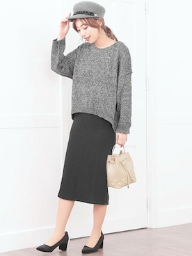 「アイテム（キャスケット、グレー系）」を使った、Retica(レティカ)さん（レディース・160cm）の冬コーディネート