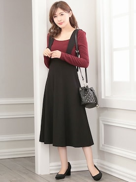 「アイテム（ワンピース/ドレス、レッド系）」を使った、Retica(レティカ)さん（レディース・160cm）の冬コーディネート