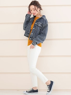 「ショート丈ジャケット」｜「アイテム（ニット/セーター）」を使った、Retica(レティカ)さん（レディース・160cm）の春コーディネート