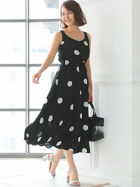 「ドット柄」｜Retica(レティカ)さん（レディース・161cm）の夏コーディネート
