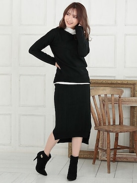 「Ninarobe（ニーナローブ）のアイテム（ニット/セーター）」を使った、Retica(レティカ)さん（レディース・161cm）の秋コーディネート