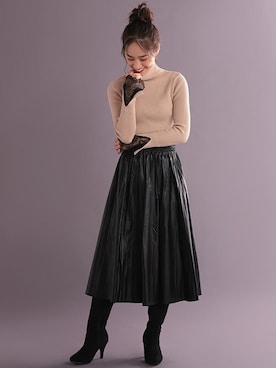 「レザースカート」｜Retica(レティカ)さん（レディース・162cm）の秋コーディネート