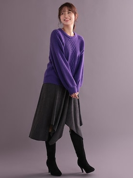 「Ninarobe（ニーナローブ）のアイテム（ニット/セーター）」を使った、Retica(レティカ)さん（レディース・163cm）の秋コーディネート