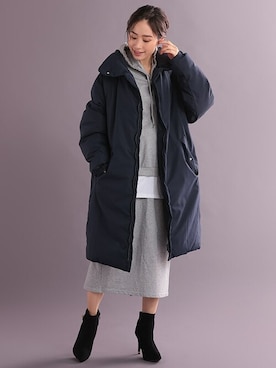 「アイテム（ダウンジャケット/コート、ブルー系）」を使った、Retica(レティカ)さん（レディース・162cm）の秋コーディネート