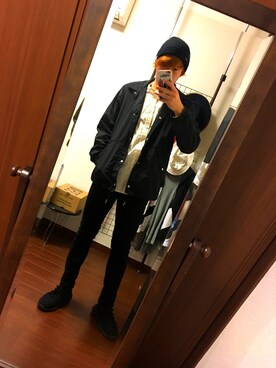 「ノーカラーシャツ」｜「アイテム（ナイロンジャケット）」を使った、ヘチマさん（メンズ・176cm）の春コーディネート