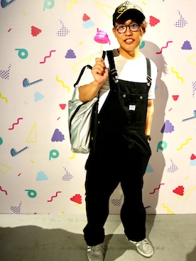 「no brand（ノーブランド）のアイテム（サロペット/オーバーオール）」を使った、チーズさん（メンズ・163cm）の秋コーディネート