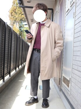 「アイテム（ステンカラーコート）」を使った、すっちょさん（メンズ・157cm・20代）の春コーディネート
