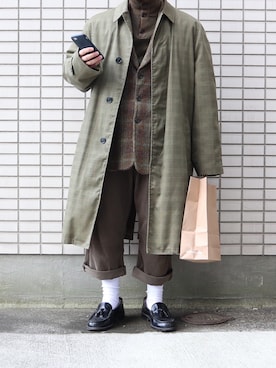 「アイテム（ステンカラーコート）」を使った、すっちょさん（メンズ・157cm・20代）の冬コーディネート