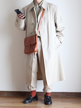 「アイテム（ステンカラーコート）」を使った、すっちょさん（メンズ・157cm・20代）の春コーディネート