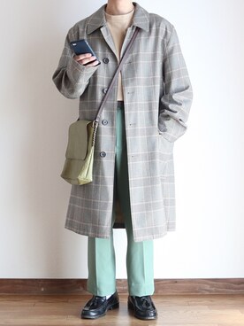 「アイテム（ステンカラーコート）」を使った、すっちょさん（メンズ・157cm・20代）の春コーディネート