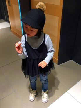 「GLOBAL WORK（グローバルワーク）のアイテム（Tシャツ/カットソー、ブラック系）」を使った、kumingさん（レディース・163cm）の冬コーディネート