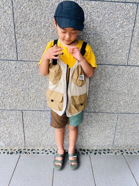 「CHUMS（チャムス）のアイテム（トップス）」を使った、kumingさん（キッズ・110cm）の夏コーディネート