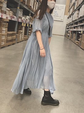 「シャーベットカラー」｜「アイテム（ワンピース/ドレス）」を使った、サキマチダ🌹シンガーソングライターさん（レディース・157cm）の秋コーディネート