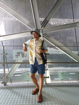 「plain-me（プレインミー）のアイテム（カーゴパンツ）」を使った、saverdjmさん（メンズ・172cm）の夏コーディネート