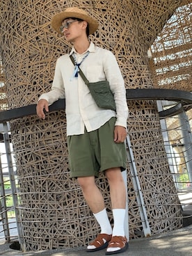 「アイテム（サンバイザー、ベージュ系）」を使った、saverdjmさん（メンズ・172cm）の秋コーディネート