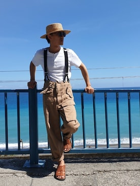 「SYNDRO（シンドロ）のアイテム（帽子）」を使った、saverdjmさん（メンズ・172cm）の秋コーディネート