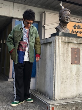 「OLD PARK（オールドパーク）のアイテム（トップス）」を使った、yosukeさん（メンズ・168cm）の秋コーディネート