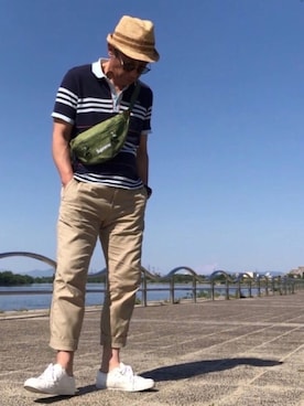 「CHAPS（チャップス）のアイテム（帽子）」を使った、エイジさん（メンズ・174cm）の春コーディネート