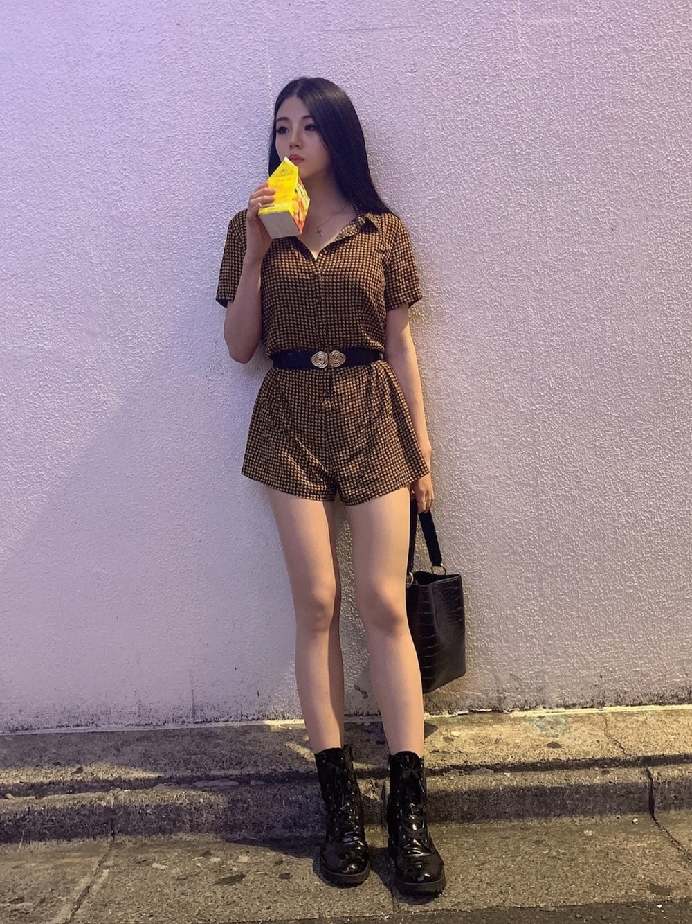 「夏コーデ、ootd、プチプラ、カジュアル、オールインワン、夏、FOREVER 21、outfit、高身長女子、韓国ファッション」｜「FOREVER 21のアイテム（オールインワン・サロペット、オレンジ系）」を使った、youyiさん（レディース・165cm）の夏コーディネートの1枚目の写真
