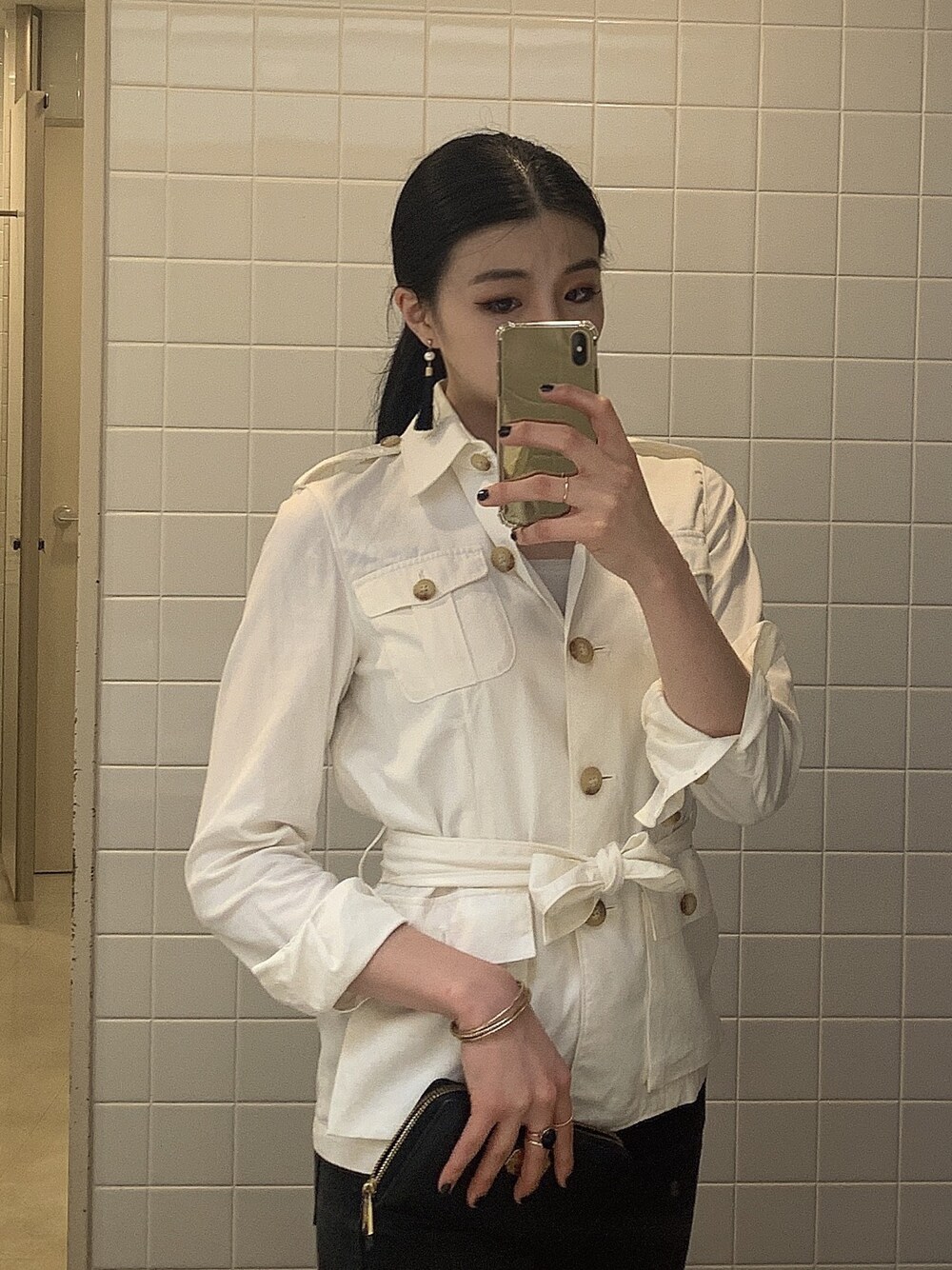 「大人カジュアル、シンプル、夏コーデ、梅雨、夏、高身長女子、シャツジャケット、ootd、古着、Ralph Lauren」｜「RALPH LAURENのアイテム（シャツ/ブラウス、ベージュ系）」を使った、youyiさん（レディース・165cm）の夏コーディネートの1枚目の写真