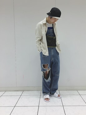 「LACOSTE」｜「アイテム（カバーオール）」を使った、souさん（メンズ・178cm）の春コーディネート