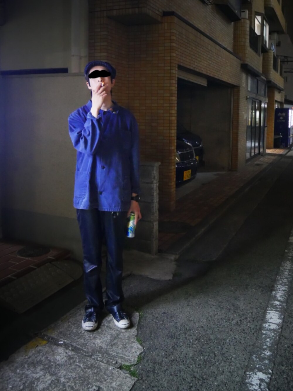 「レザーパンツ、ブルーレザー、Ralph Lauren、ラルフローレン」｜「RALPH LAURENのアイテム（パンツ、ブルー系）」を使った、souさん（メンズ・178cm）の秋コーディネートの1枚目の写真