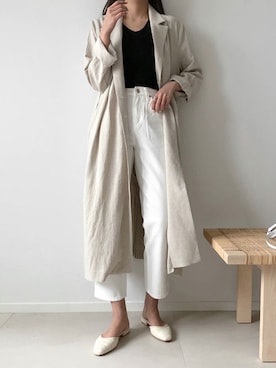 「ロングジャケット」｜「アイテム（シャツワンピース）」を使った、maisondeboneyさん（レディース・164cm）の春コーディネート