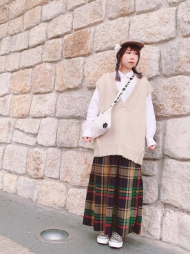 「にゃー」｜「アイテム（キャップ）」を使った、ウイニー☆さん（レディース・158cm）の冬コーディネート