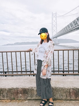 「Roots Canadaのアイテム（帽子）」を使った、hsinbaさん（レディース・163cm）の夏コーディネート