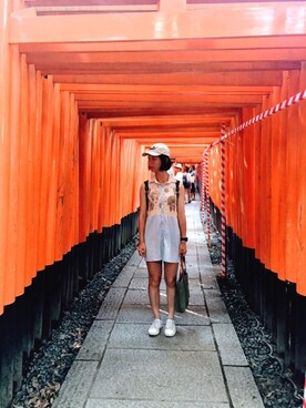 「travel」｜「アイテム（ジャンパースカート）」を使った、Lucine_さん（レディース・165cm）の秋コーディネート