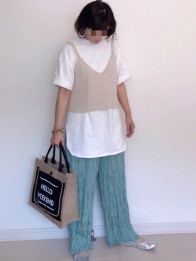 キャミソールを使った 白tシャツ の人気ファッションコーディネート Wear