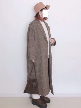「kutir（クティール）のアイテム（チェスターコート）」を使った、UMiSatoさん（レディース・163cm）の冬コーディネート