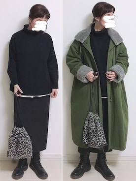 「Dr. Martens（ドクターマーチン）のDr.ﾏｰﾁﾝ　1460　8ホール（ブーツ）」を使った、UMiSatoさん（レディース・163cm）の冬コーディネート