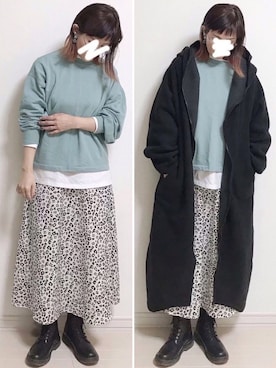 「antiqua（アンティカ）のアイテム（ノーカラージャケット）」を使った、UMiSatoさん（レディース・163cm）の冬コーディネート