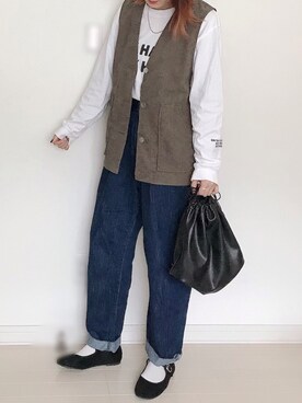 「kutir（クティール）のアイテム（チェスターコート）」を使った、UMiSatoさん（レディース・163cm）の冬コーディネート