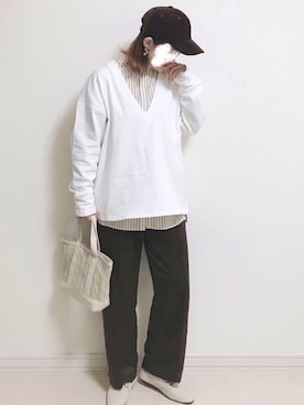 「AmbreNeige」｜「アイテム（スウェット）」を使った、UMiSatoさん（レディース・163cm）の冬コーディネート