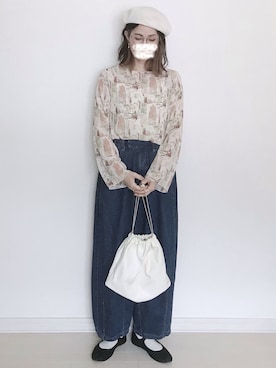 「AmbreNeige」｜「アイテム（ハンチング/ベレー帽）」を使った、UMiSatoさん（レディース・163cm）の春コーディネート