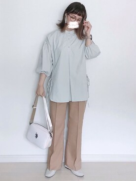 「AmbreNeige」｜「アイテム（ローファー）」を使った、UMiSatoさん（レディース・163cm）の春コーディネート