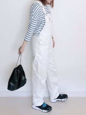 「EDWIN（エドウィン）のアイテム（サロペット/オーバーオール）」を使った、UMiSatoさん（レディース・163cm）の春コーディネート