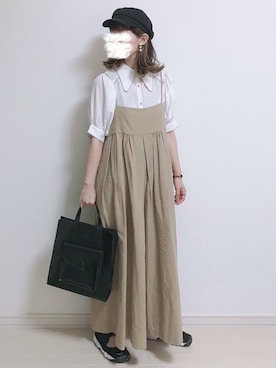 「AmbreNeige」｜「アイテム（サロペット/オーバーオール）」を使った、UMiSatoさん（レディース・163cm）の夏コーディネート