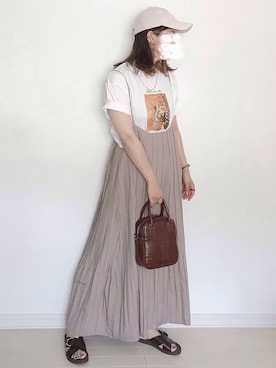 「AmbreNeige」｜「アイテム（帽子）」を使った、UMiSatoさん（レディース・163cm）の夏コーディネート