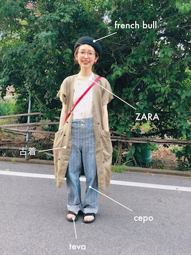 「152cm」｜「アイテム（ハンチング/ベレー帽）」を使った、kinokonokoさん（レディース・153cm）の夏コーディネート
