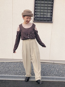 「152cm」｜「アイテム（帽子）」を使った、kinokonokoさん（レディース・152cm）の秋コーディネート